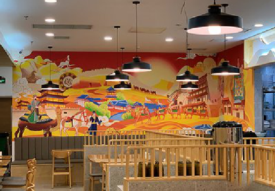 陆川商业空间彩绘介绍。