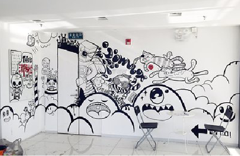 陆川手绘墙并非传统涂鸦。